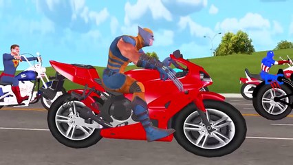 SuperHeroes Bike Race Video For Kids - Hulk Batman Superman Ironman Spiderman Bike Racing