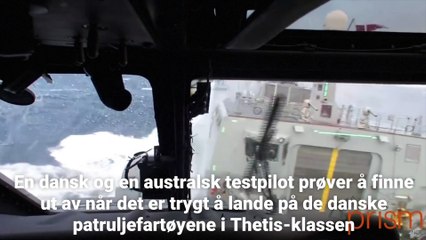 Atterrissage d'un hélicoptère sur un navire en pleine tempête... Bravo au pilote