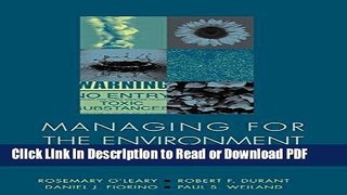PDF Managing for the Environment: Understanding the Legal, Organizational, and Policy Challenges
