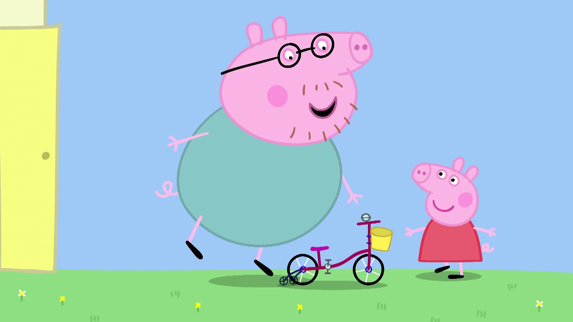 daddy pig on a bike