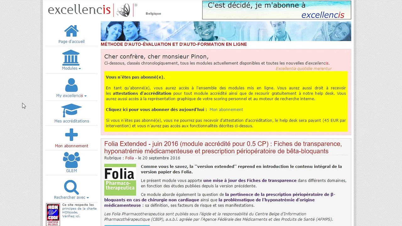 Le Dr Ziant, concepteur d'excellencis, vous explique la fonction "Mon abonnement"