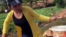 Amazing Cute Girl Fishing - How to Catch Fish By Hand In The Pool Water - Family Catch A Lot Of Fish