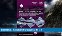 Pre Order Annals of Entrepreneurship Education and Pedagogy 2016 (Annals in Entrepreneurship