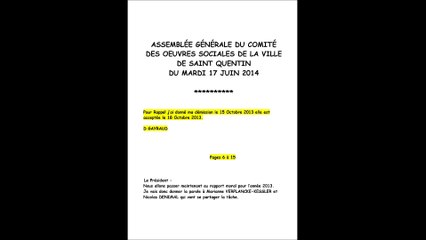 EXTRAIT PV ASSEMBLÉE GÉNÉRALE DU COMITÉ association loi 1901 2014 COS SAINT QUENTIN  rapport moral 2013 pages 6 à 15