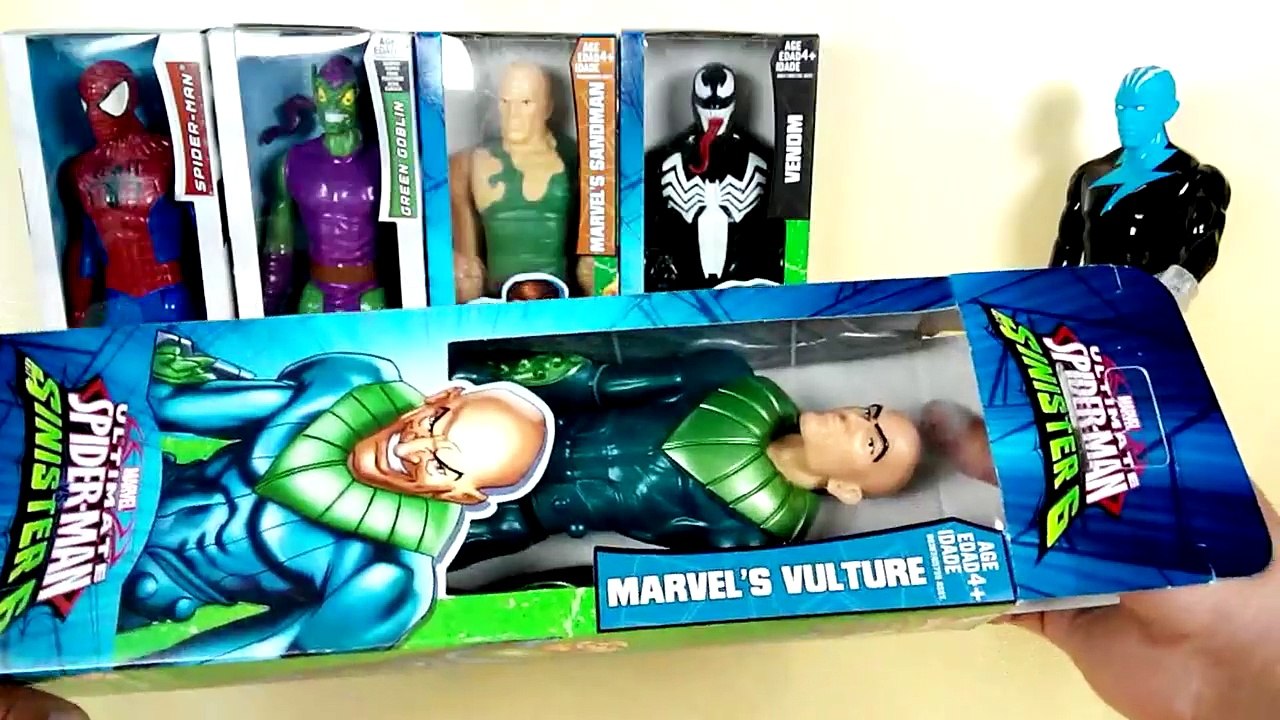 Unboxing toys Spiderman and five enemies Spiderman vs Venom, Sandman, Electro, Green Goblin #SE4K