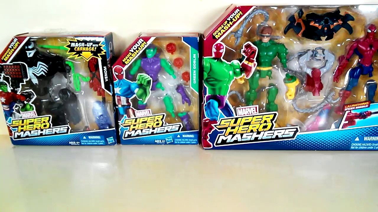 Superhero mashers, Spiderman, Venom, Green goblin, Doc ock, Marvel Toys #SE4K