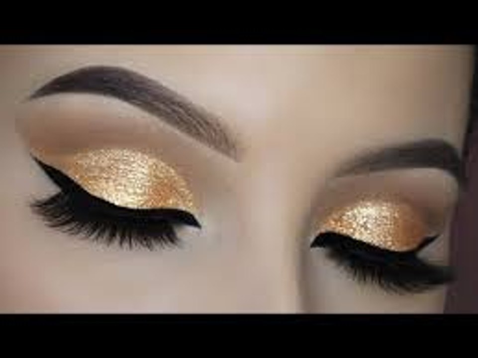 Champagne Gold Glitter Cut Crease MakeUp Tutorial