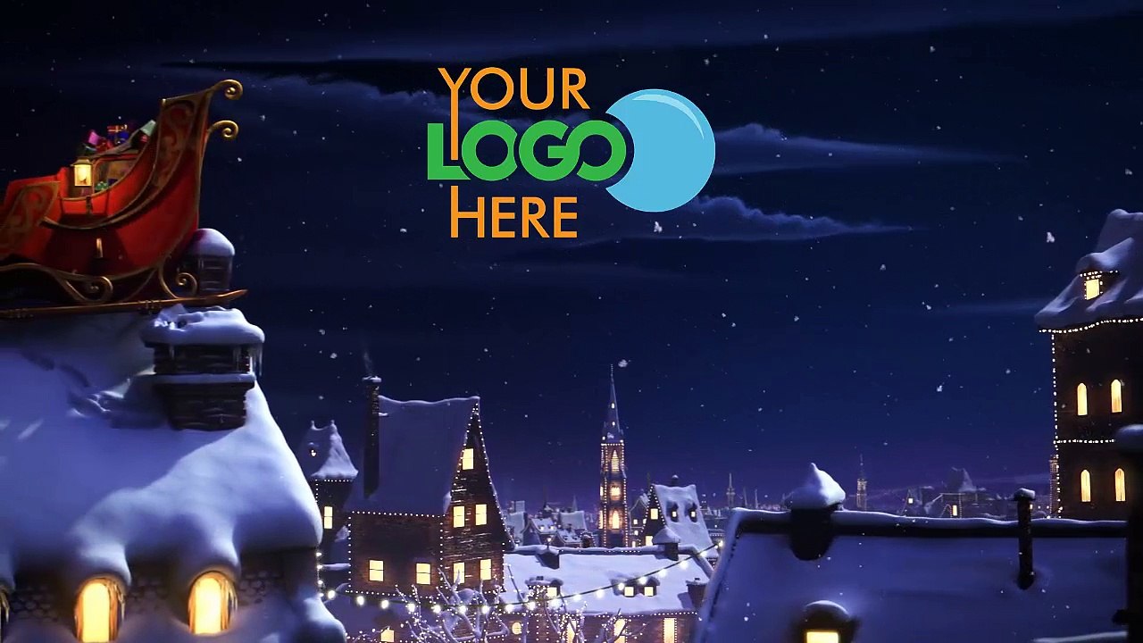 Funny christmas night story greeting cards logo reveal text new year holiday