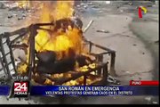 Puno: declaran en emergencia provincia de San Román debido a violentas protestas