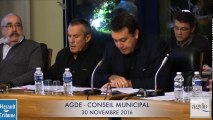 AGDE - CONSEIL MUNICIPAL AGDE - 30 NOVEMBRE 2016