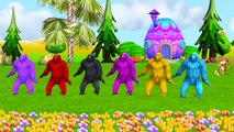 Green Gorilla Elephant Dinosaurs Rain Rain Go Away Rhymes | Colors Animals Cartoons For Children