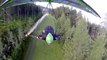 Speed Hang Glider Soars Down Ski Slope