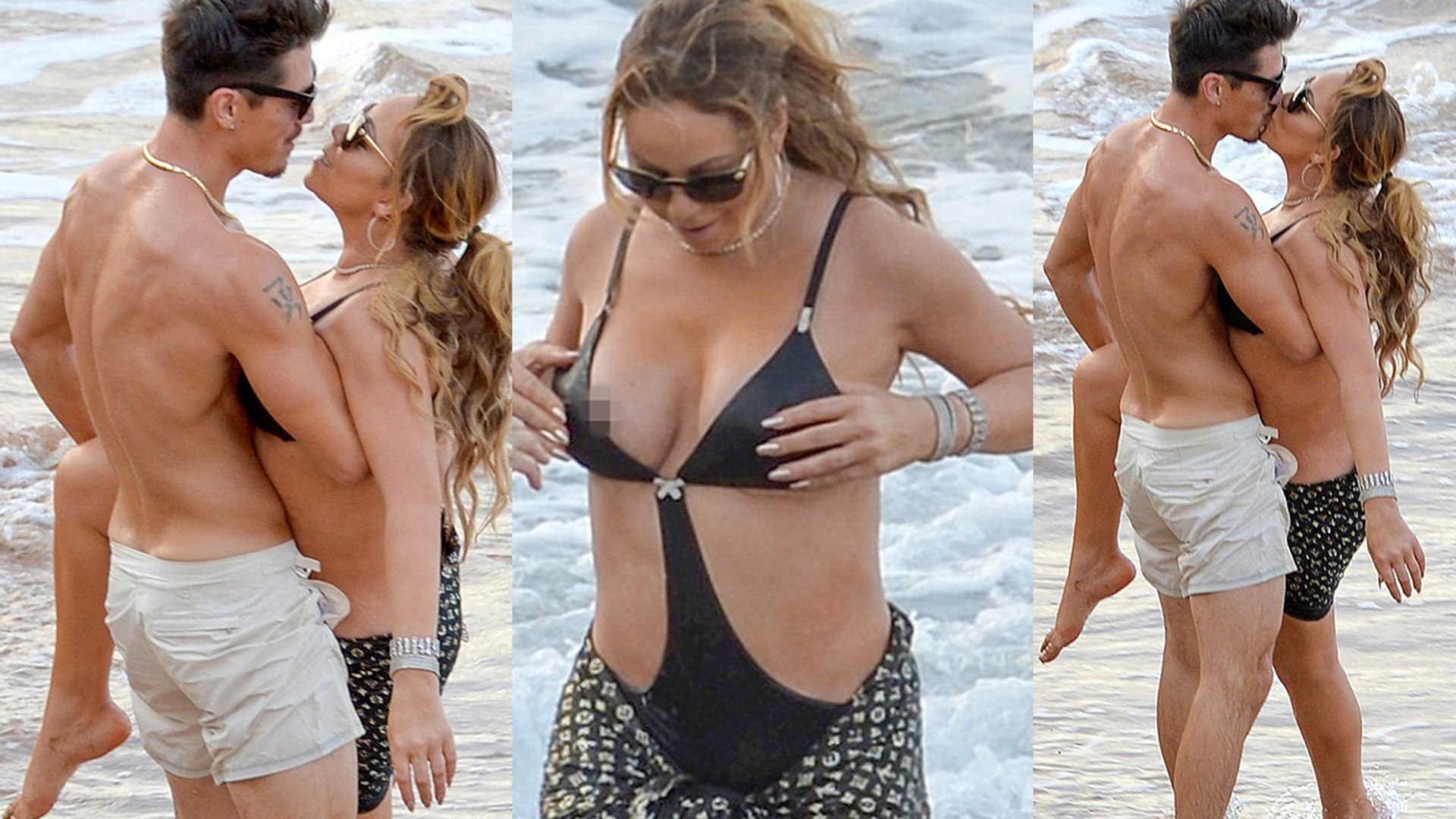 Mariah Carey Nipple Slip Out Of Her Bra At The Beach (photos) 18+