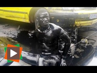 Un voleur de pièces autos ligoté et enduit d'huile de moteur à Koumassi Remblais