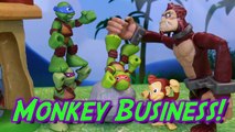 Ninja Turtles Save Pet Monkey from Vine Jail and Chased by Monkey Brains Mighty Mutant Mutanimal