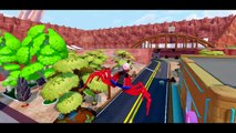 The Wheels On The Bus & Round Nursery Rhymes Song w Spiderman Hulk & Superheroes Fun