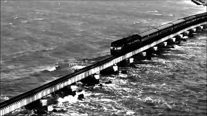 Rare View of Train from Pamban Bridge