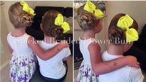 Stacked Flower Bun Updo hair tutorial by Two Little Girls Hairstyles
