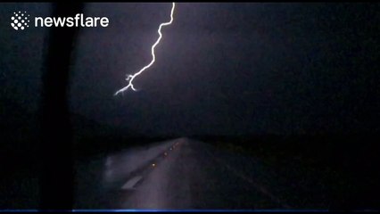 Download Video: Lightning appears to strike the same place nine times