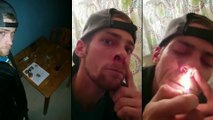 Cet abruti fume de la weed directement dans son nez