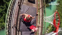 PEOPLE ARE AWESOME 2016 - Freestyle Trampoline Slam Dunks on a Train by the Dunking Devils HD