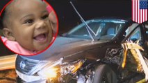 Miracle as baby survives being thrown from car during accident