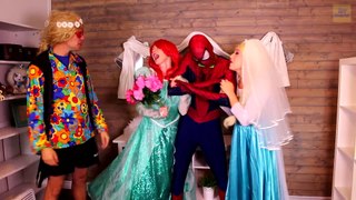 Frozen Elsa & Spiderman McDONALDS FRIES CHALLENGE! w Joker Maleficent Baby Car Police Superheroes