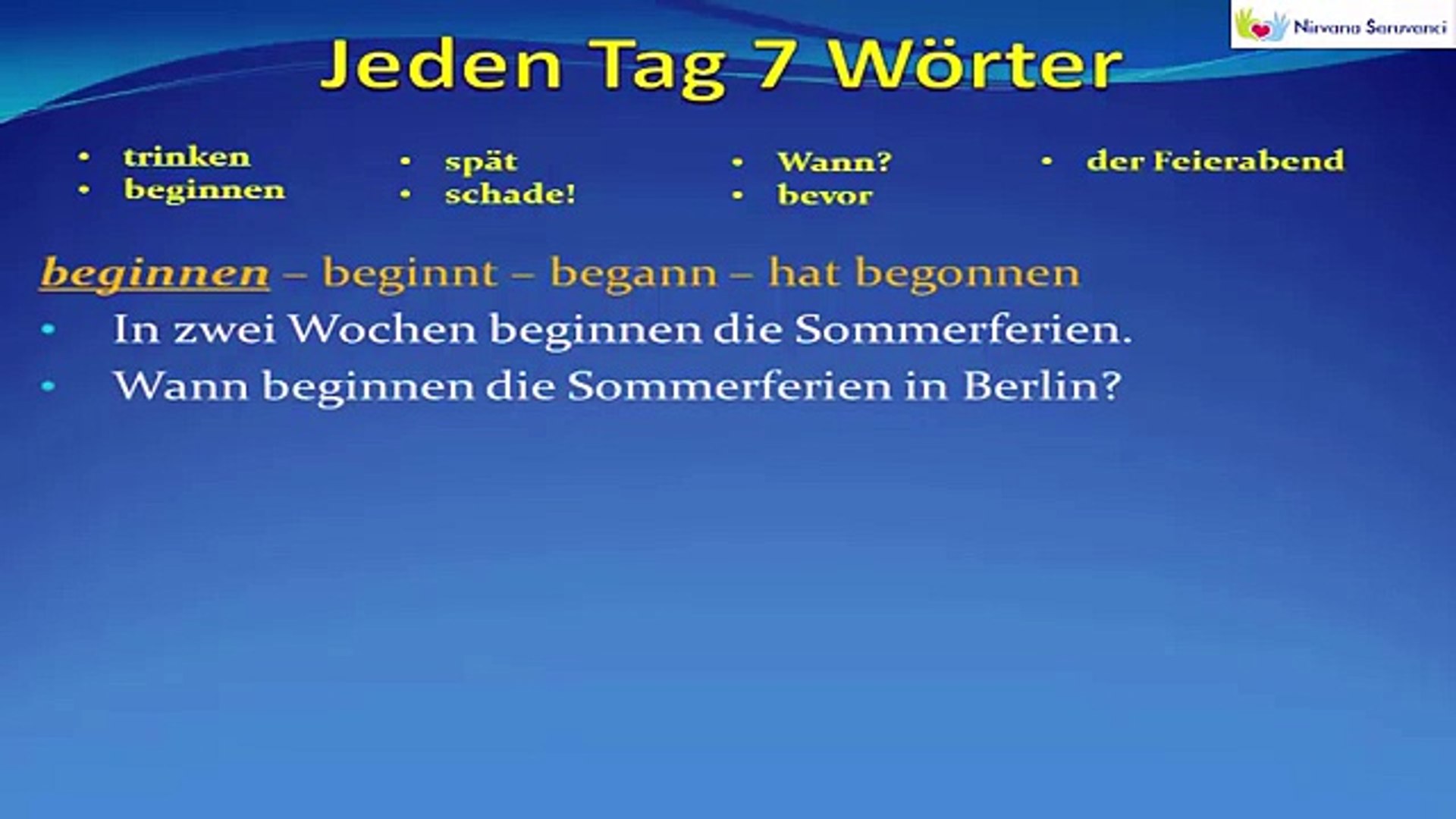 Jeden Tag 7 Worter Deutsche Wortschatz 7 Tag Dailymotion Video