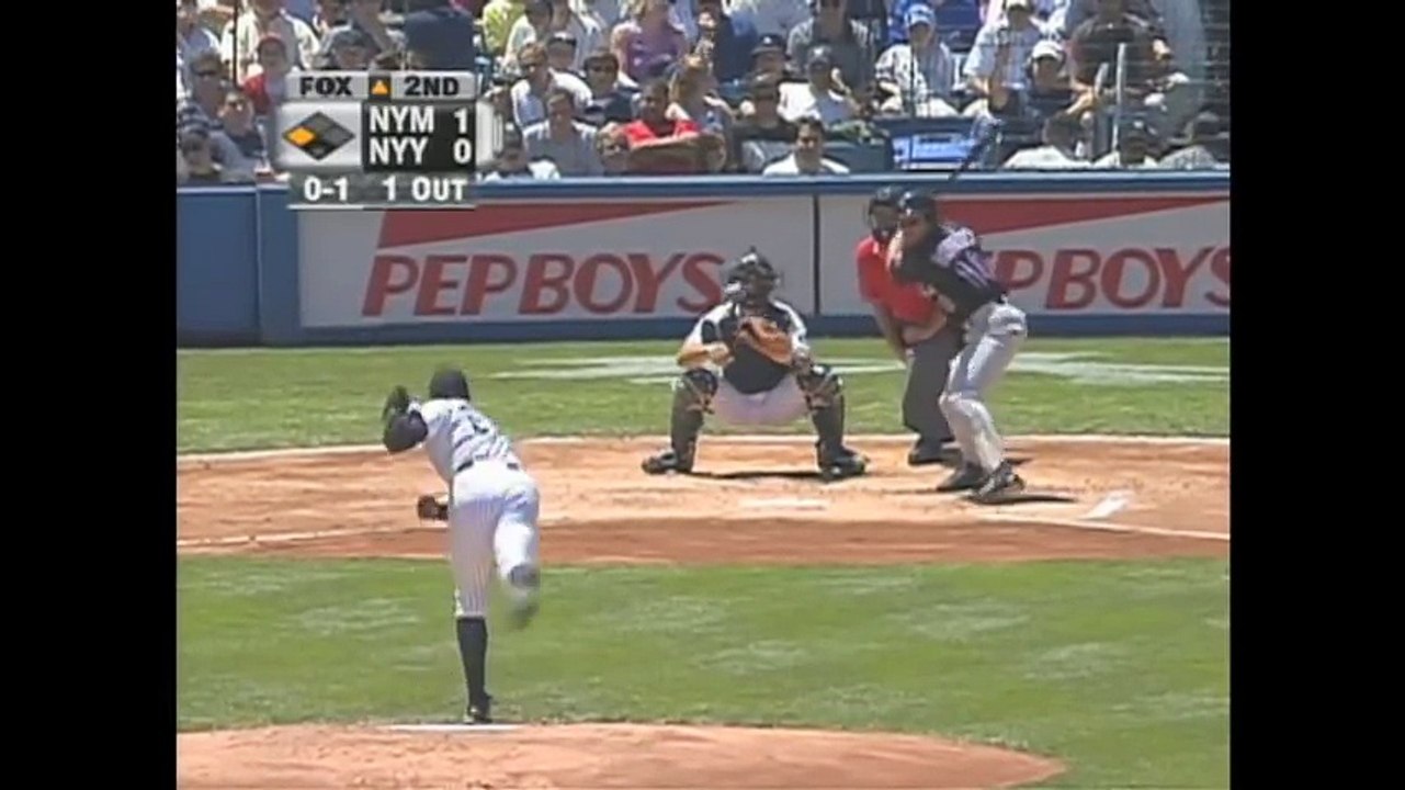 El Duque throws his entire glove to first