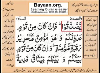 Quran in urdu Surah AL Nissa 004 Ayat 092B Learn Quran translation in Urdu Easy Quran Learning