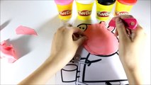 Coloring peppa pig with play dough for kids - coloriage avec la pâte a modeler play doh