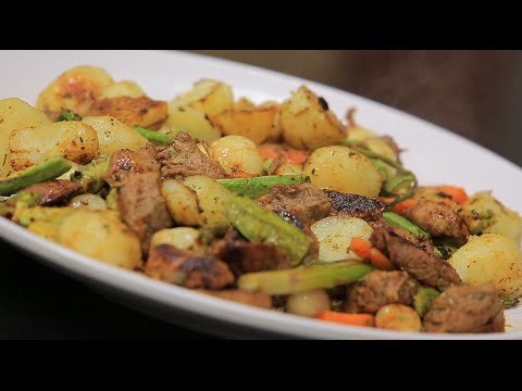 مكعبات لحمة بالخضار | غادة جميل