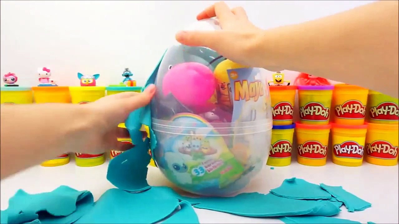 Maya labeille-Oeuf surprise GEANT en pâte à modeler-Deballage oeufs et pochettes Surprise-Unboxing