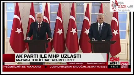 Başbakan Binali Yıldırım, Bahçeli ile Anayasa Mutabakatına vardıklarını açıkladı