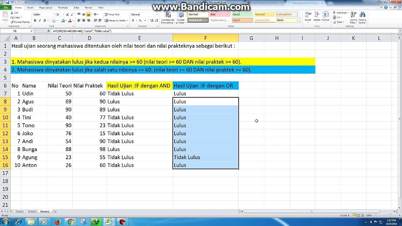 Tutorial formula Excel