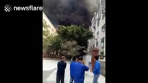 Industrial park catches fire in China