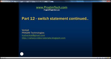Part 12 - C# Tutorial - switch statement in c# continued