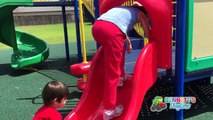 Family Fun Time at an Outdoor Playground Fun Place for Kids! Sweet Toddler Having Fun with Family!