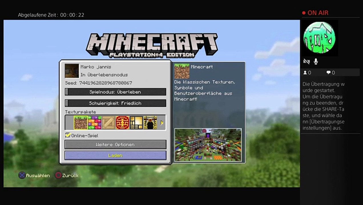 PS4-Live-Übertragung minecraft