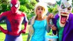 GIGANTE Huevos Sorpresa! Hombre Araña & Frozen Elsa vs Guason & Malefica w/ Superman, Venom
