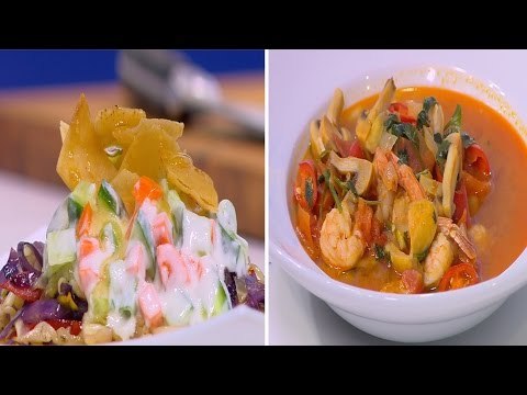 شوربة جمبري آسيوي - سلطة خضار مقرمش | شبكة و صنارة حلقة كاملة