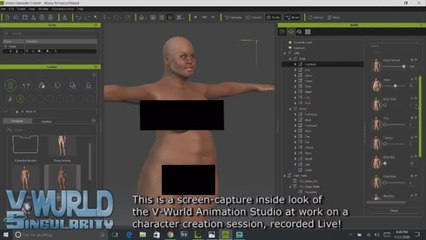 V-Wurld TV / VR360 Multi-Media Studio - Screen-Capture of Character Creation Session. (CENSORED???)