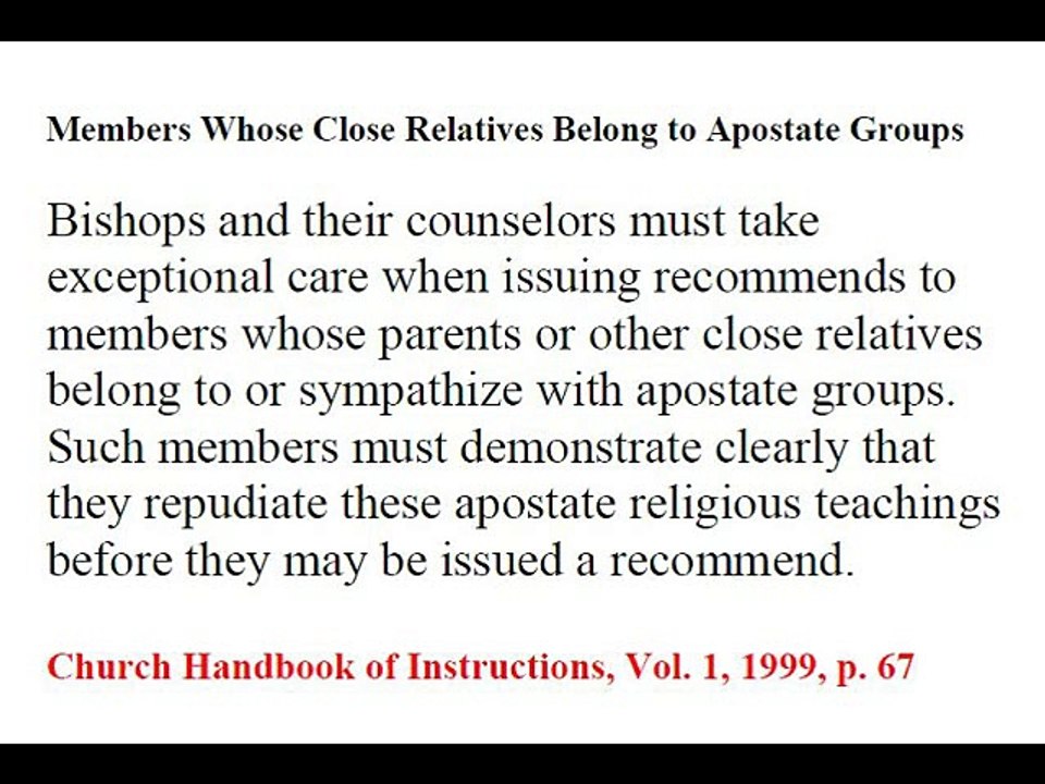 Mormonen und ihr church handbook of instructions