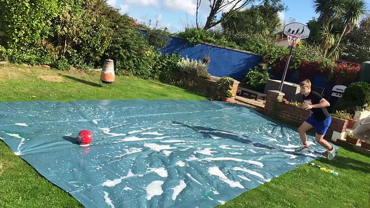 SLIP 'N' SLIDE FOOTBALL vs MY SISTER