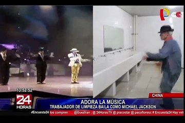 Conserje se hace popular por bailar como Michael Jackson mientras limpia los baños