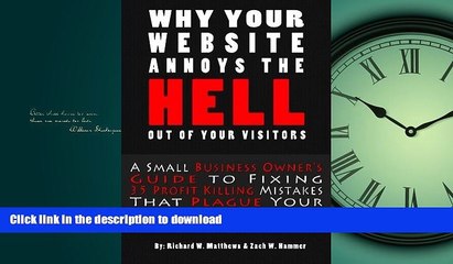 READ THE NEW BOOK Why Your Website Annoys The Hell Of Your Visitors: A Small Business Owner s