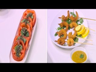 جمبري مقلي بصوص العسل و المستردة - سلطة طماطم | شبكة و صنارة حلقة كاملة