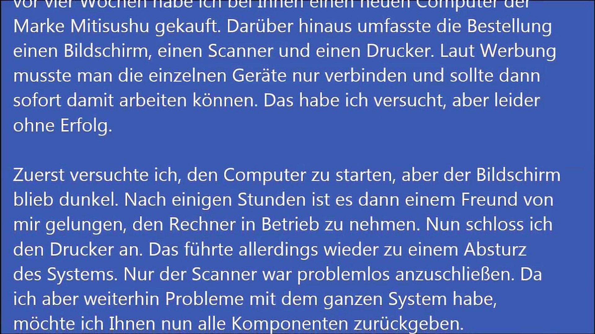 Deutsche Brief A1 A2 B1 Prüfung 41 Reklamation Brief - Dailymotion Video