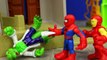 Spiderman and Ironman Playskool Heroes Command Center Fighting Lizard on Rocket Board