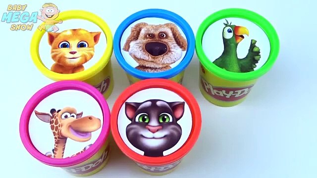 Play Doh Clay Cups Talking Tom Collection Toys Learn Colours for Children Talking Tom and Friends